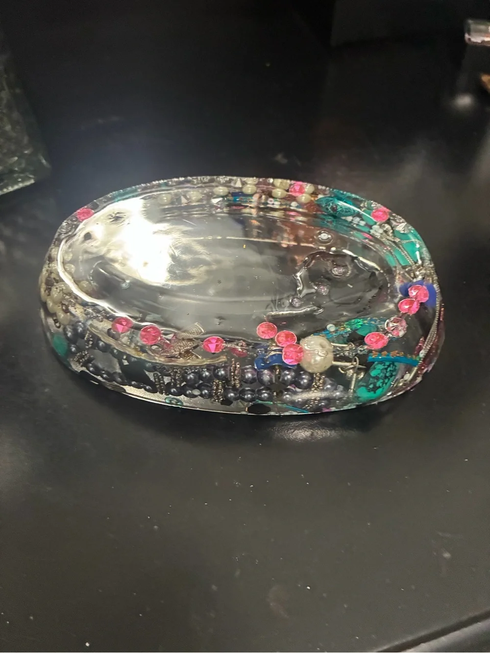 Handmade jewelry filled resin Decorative Dish - Multicolor